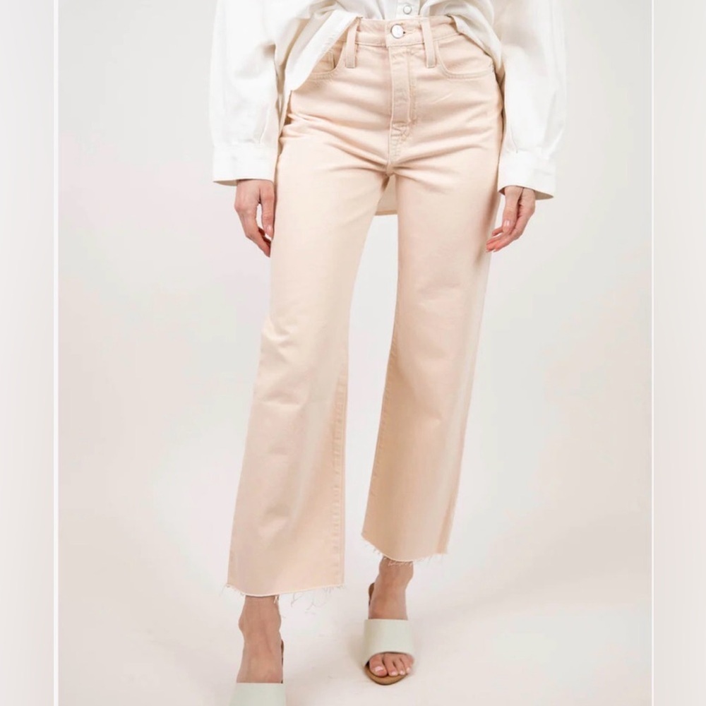 Frame - Le Jane Crop Light Pink Hem Straight Leg Denim Jeans Size 25